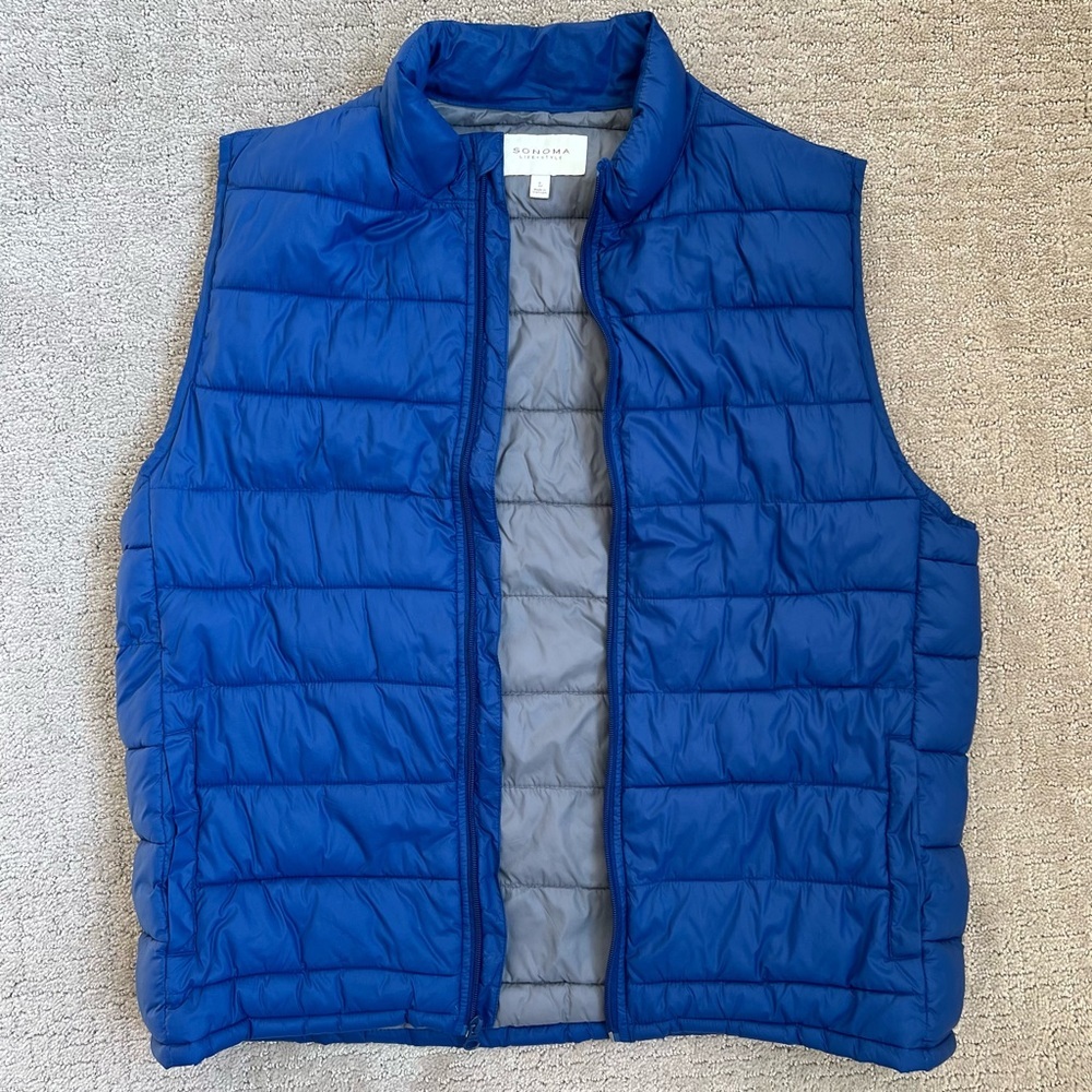 Men’s Blue Puffer Vest - Picture 2 of 9